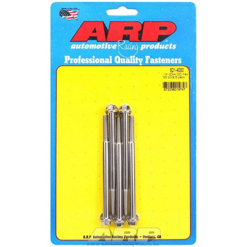 ARP 621-4000 Bolts, 1/4-20 in. Hex, Stainless Steel, Polished, RH Thread, Set of 5