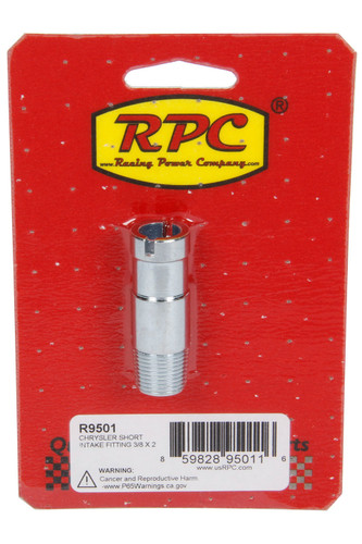 Racing Power Co-Packaged R9501 Fitting, Adapter, Straight, 2 in Long, 3/8 in NPT Male to 3/8 in Hose Barb, Steel, Chrome, Each