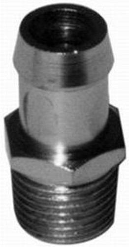 Racing Power Co-Packaged R9515 Fitting, Adapter, 5/8 in Hose Barb to 1/2 in NPT, 9 in Long, Steel, Chrome, Each