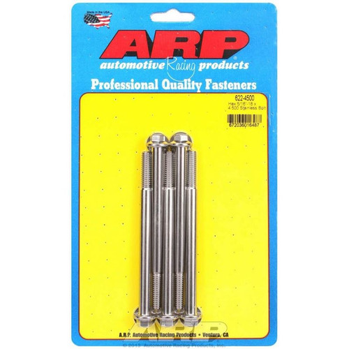 ARP 622-4500 Bolts, 5/16-18 in. Hex, Stainless Steel, Polished, RH Thread, Set of 5