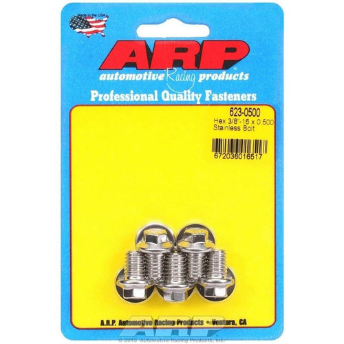 ARP 623-0500 Bolts, 3/8-16 in. Hex, Stainless Steel, Polished, RH Thread, Set of 5