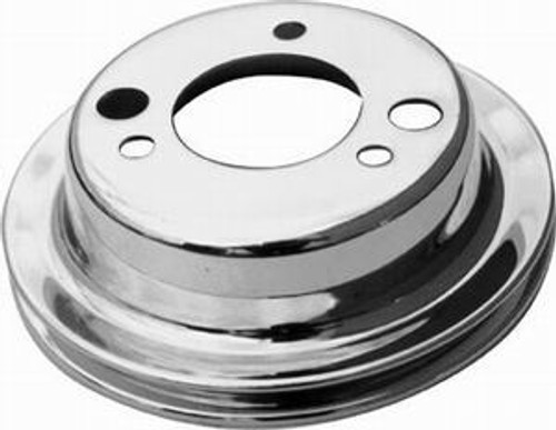 Racing Power Co-Packaged R9817 Crankshaft Pulley, V-Belt, 1 Groove, 6.800 in Diameter, Steel, Chrome, Long Water Pump, Chevy V8, Each