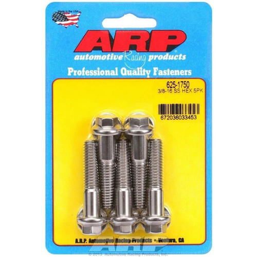ARP 625-1750 Bolts, 3/8-16 in. Hex, Stainless Steel, Thread Direction, Set of 5