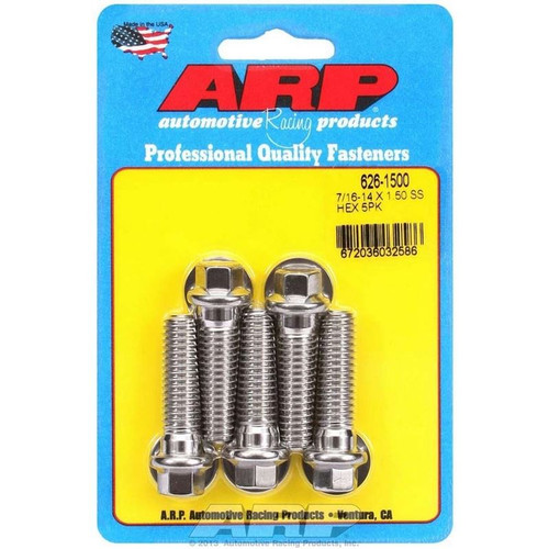 ARP 626-1500 Bolts, 7/16-14 in. Hex, Stainless Steel, Polished, RH Thread, Set of 5