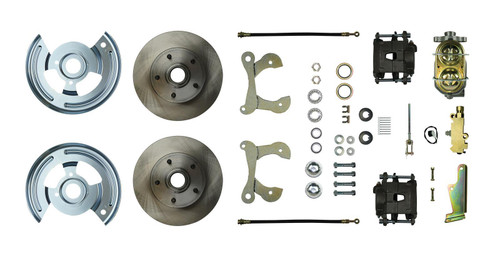 Right Stuff Detailing FSC55SDC Brake System, Street Series, Disc Conversion, Front, 1 Piston Caliper, 11.00 in Solid Rotors, Iron, Natural, Chevy Fullsize Car 1955-57, Kit