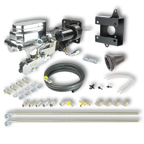 Right Stuff Detailing JHB605171 Master Cylinder and Booster, 1-1/8 in Bore, Dual Integral Reservoir, Hydro-Boost, Aluminum, Chrome Plated, GM Fullsize Truck 1960-62, Kit