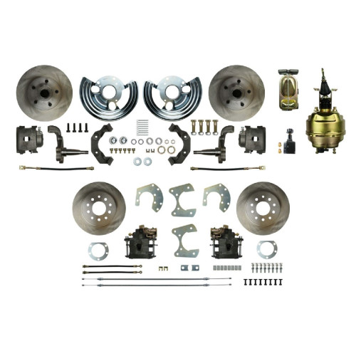 Right Stuff Detailing MDC42DCS Brake System, Street Series, 4 Wheel Power Disc Conversion, Complete, 1 Piston Caliper, 11.00 in Rotors, Iron, Black Powder Coat, Mopar B-Body / E-Body 1962-72, Kit