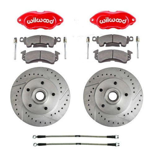 Right Stuff Detailing RCP70Z Brake System, Street Performance, Front, 4 Piston Caliper, 11.00 in Rotors, Offset Hat, Aluminum, Red, GM F-Body 1970-78, Kit