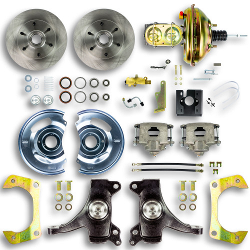 Right Stuff Detailing TDC6726D Brake System, Street Series, Disc Conversion, Front, 1 Piston Caliper, 11 in Rotors, 2 in Drop Spindles, Iron, Natural, 2WD, GM Fullsize Truck 1967-70, Kit