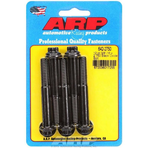 ARP 642-2750 Bolts, 3/8-16 in. 12-Point, Chromoly, Black, RH Thread, Set of 5