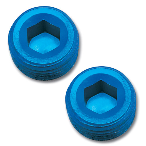 Russell 662050 Fitting, Plug, 3/8 in NPT, Allen Head, Aluminum, Blue Anodized, Pair