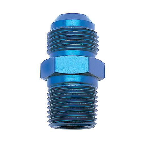Russell 670150 Fitting, Adapter, Straight, 6 AN Male to 1/2 in NPT Male, Aluminum, Blue Anodized, Each