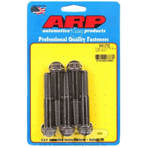 ARP 645-2750 Bolts, 7/16-14 in. 12-Point, Chromoly, Black, RH Thread, Set of 5