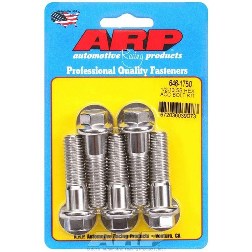 ARP 646-1750 Bolts, 1/2-13 in. Hex, Stainless Steel, Thread Direction, Set of 5