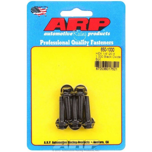 ARP 650-1000 Bolts, 1/4-20 in. Hex, Chromoly, Black, RH Thread, Set of 5