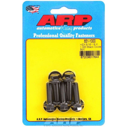 ARP 651-1000 Bolts, 5/16-18 in. Hex, Chromoly, Black, RH Thread, Set of 5