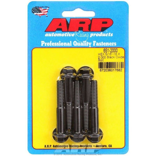 ARP 651-2000 Bolts, 5/16-18 in. Hex, Chromoly, Black, RH Thread, Set of 5