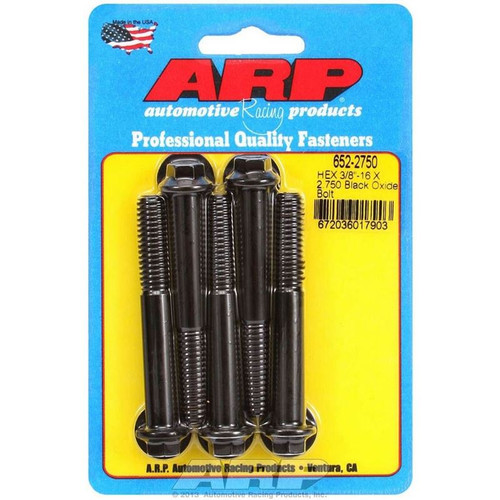 ARP 652-2750 Bolts, 3/8-16 in. Hex, Chromoly, Black, RH Thread, Set of 5