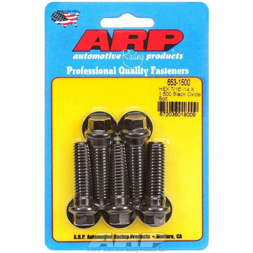 ARP 653-1500 Bolts, 7/16-14 in. Hex, Chromoly, Black, RH Thread, Set of 5