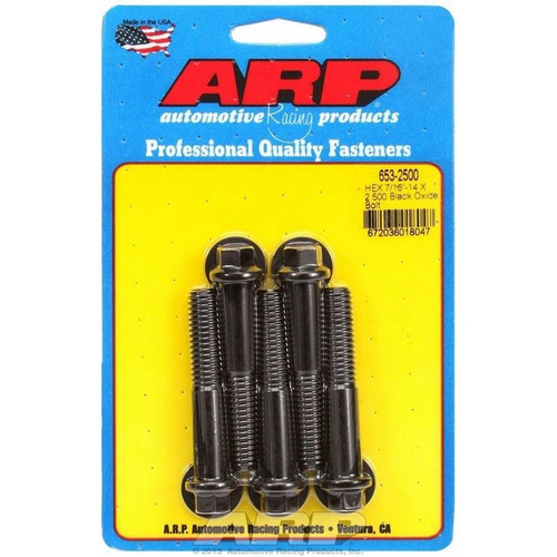 ARP 653-2500 Bolts, 7/16-14 in. Hex, Chromoly, Black, RH Thread, Set of 5