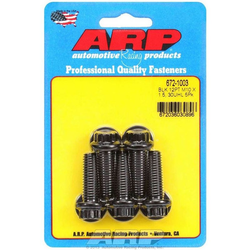 ARP 672-1003 Bolts, M10 x 1.5 12-Point, Chromoly, Black, RH Thread, Set of 5