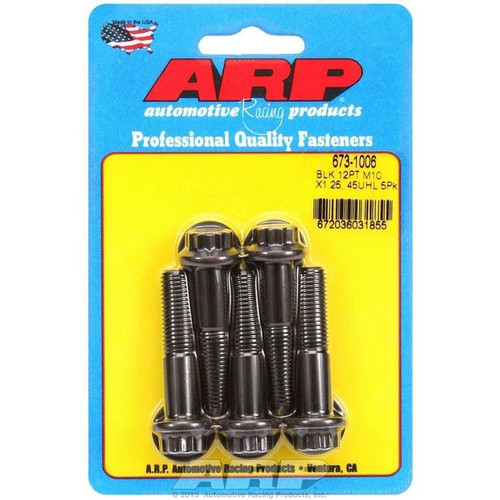 ARP 673-1006 Bolts, M10 x 1.25 12-Point, Chromoly, Black, RH Thread, Set of 5