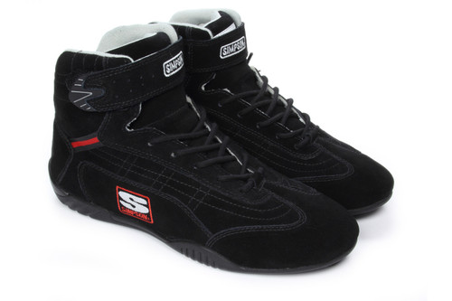 Simpson Safety AD100BK Driving Shoe, Adrenaline, High-Top, SFI 3.3/5, Suede Outer, Nomex Inner, Black, Size 10, Pair