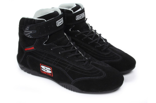 Simpson Safety AD125BK Driving Shoe, Adrenaline, High-Top, SFI 3.3/5, Suede Outer, Nomex Inner, Black, Size 12-1/2, Pair