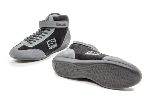 Simpson Safety MT110BK Driving Shoe, Fusion, Mid-Top, SFI 3.3/5, Suede Outer, Nomex Inner, Black / Gray, Size 11, Pair