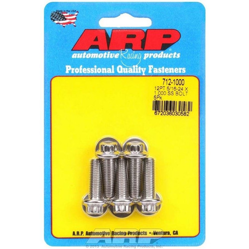 ARP 712-1000 Bolts, 5/16-24 in. 12-Point, Stainless Steel, Polished, RH Thread, Set of 5