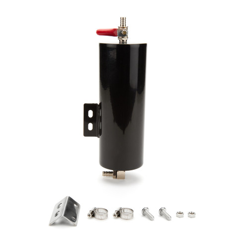 Specialty Products Company 9966BK Overflow Tank, 20 oz, 8 in Tall, 5 in Wide, 5/16 in Hose Barb Inlet, 5/16 in Hose Barb Petcock Drain, Stainless, Black Powder Coat, Each