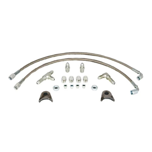 Strange P2384 Brake Hose Kit, 16 in, 3 AN Hose, 3 AN 90 Degree Female to 3 AN Straight Female, 3 AN Fittings / Hardware Included, Braided Stainless, Drag Race Rear Disc, Kit