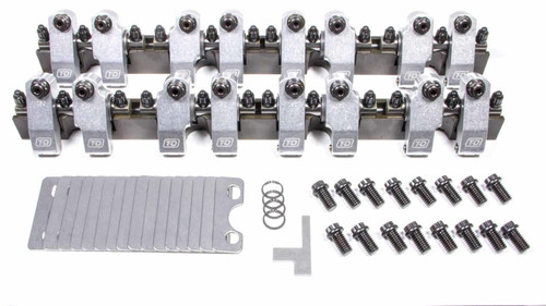 T And D Machine 2251-160/160 Rocker Arm, Shaft Mount, 1.60 Ratio, Full Roller, Aluminum, Natural, Brodix Track 1 Spec, Small Block Chevy, Kit