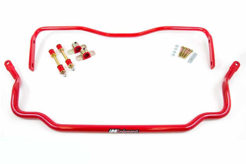 Umi Performance 403534-R Sway Bar, Front / Rear, 1-1/4 in Diameter Front, 1 in Diameter Rear, Chromoly, Red Powder Coat, GM A-Body 1964-72, Kit