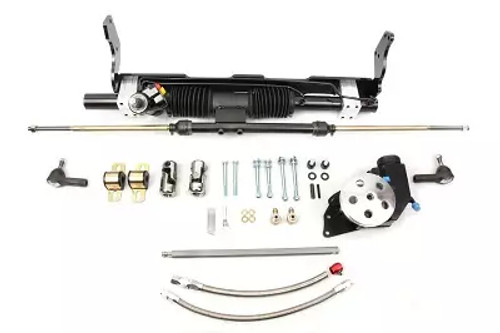 Unisteer Perf Products 8011120-01 Rack and Pinion, Power, Tie Rods / Brackets / Power Steering Pump / Steering Shaft / Hardware Included, Aluminum, Black Powder Coat, GM B-Body 1958-64, Kit