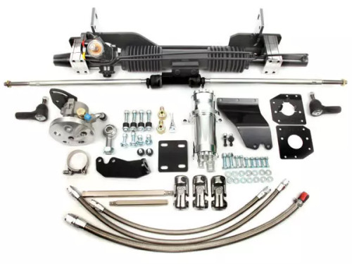 Unisteer Perf Products 8011570 Rack and Pinion, Power, Tie Rods / Brackets / Power Steering Pump / Steering Shaft / Hardware Included, Aluminum, Black Powder Coat, Ford Fairlane 1963-65, Kit