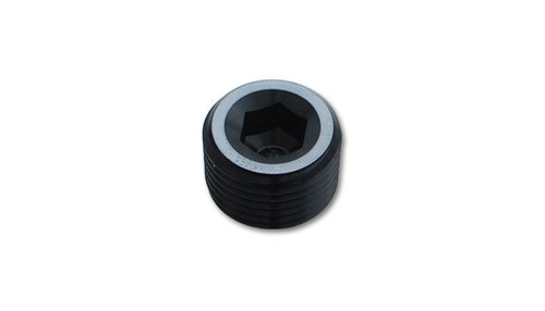 Vibrant Performance 10493 Fitting, Plug, 1/2 in NPT, Allen Head, Aluminum, Black Anodized, Each