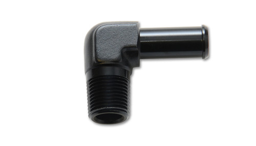 Vibrant Performance 11232 Fitting, Adapter, 90 Degree, 3/8 in NPT Male to 1/2 in Hose Barb, Aluminum, Black Anodized, Each