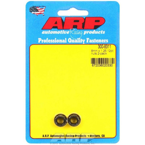 ARP 300-8311 Nuts, M8 x 1.25 Thread, 12-Point Head, Steel, Black Oxide, Pair