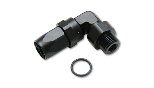 Vibrant Performance 24911 Fitting, Hose End, 90 Degree, 12 AN Hose End to 1-1/16-12 in Male, Aluminum, Black Anodized, Each
