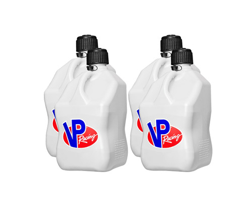 Vp Racing 3522-CA-CASE Utility Jug, 5.5 gal, 10-1/2 x 10-1/2 x 21-1/4 in Tall, O-Ring Seal Cap, Screw-On, Vent, Square, Plastic, White, Set of 4