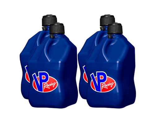 Vp Racing 3532-CA-CASE Utility Jug, 5.5 gal, 10-1/2 x 10-1/2 x 21-1/4 in Tall, O-Ring Seal Cap, Screw-On, Vent, Square, Plastic, Blue, Set of 4