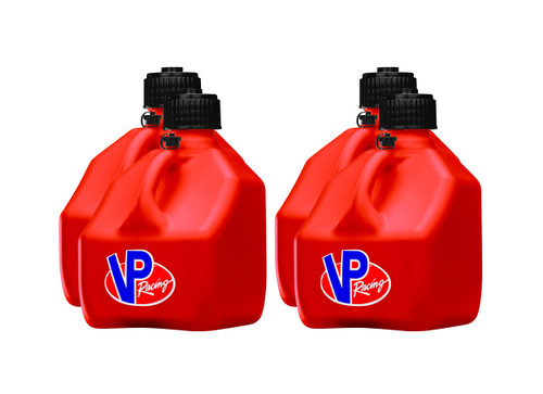 Vp Racing 4162-CA-CASE Utility Jug, Motorsport, 3 gal, 10-1/2 x 10-1/2 x 10 in Tall, O-Ring Seal Cap, Screw-On, Vent, Square, Plastic, Red, Set of 4
