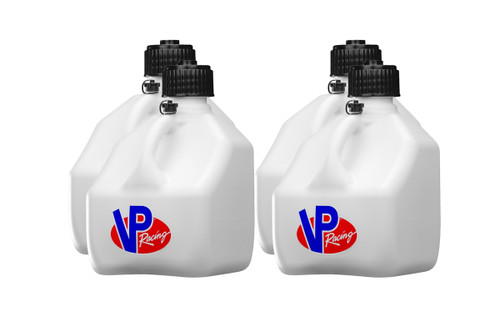 Vp Racing 4172-CA-CASE Utility Jug, Motorsport, 3 gal, 10-1/2 x 10-1/2 x 10 in Tall, O-Ring Seal Cap, Screw-On, Vent, Square, Plastic, White, Set of 4