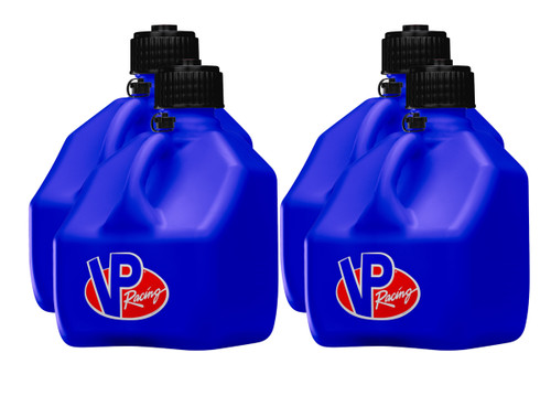 Vp Racing 4182-CA-CASE Utility Jug, Motorsport, 3 gal, 10-1/2 x 10-1/2 x 10 in Tall, O-Ring Seal Cap, Screw-On, Vent, Square, Plastic, Blue, Set of 4
