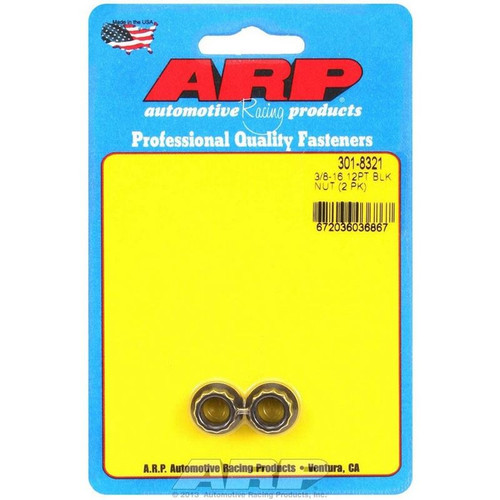 ARP 301-8321 Nuts, 3/8-16 in. RH Thread, 12-Point Head, Steel, Black Oxide, Pair