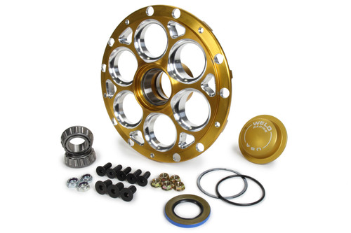 Weld Racing C8088-RT Wheel Hub, Front, Passenger Side, Direct Mount Ultra Hub, 13 in / 15 in Full Center, No Rotor Mount, Aluminum, Gold Anodized, Straight Spindle, Each