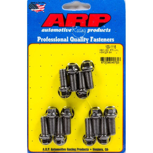 ARP 100-1116 Header Bolts Kit, 3/8-16 in. Thread, 0.875 in. Long, Universal, Set of 12