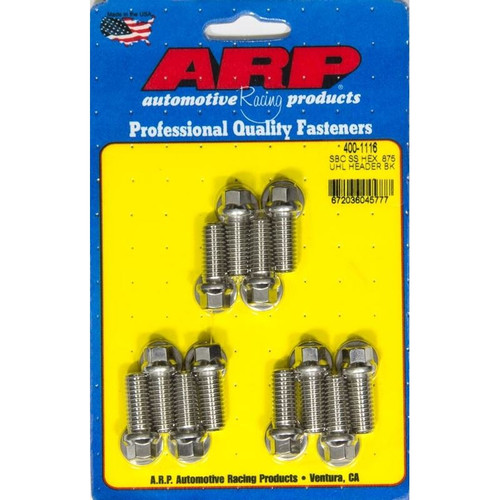 ARP 400-1116 Header Bolts Kit, 3/8-16 in. Thread, 0.875 in. Long, Universal, Set of 12