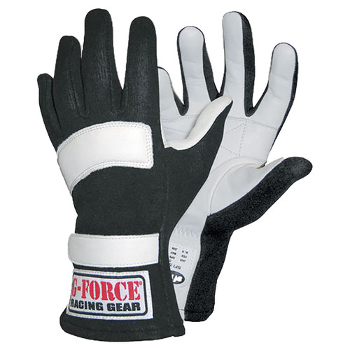G-Force 4101LRGBK Driving Gloves, G5 RaceGrip, SFI 3.3/5, Double Layer, Flame Retardant Fabric / Leather, Black, Large, Pair